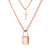 Rockyu Layered Necklaces for Women Lock Cross Pendant Rose Gold Plated Stainless Steel Double Pendant Statement Choker Chain 14 Inch Retro Jewelry Friends Birthday Gift