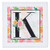 3dRose Pretty Pink Floral Monogram Initial K - Quilt Squares -qs-341753-2-