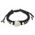 AeraVida Enchanted Heart Reconstructed White Howlite Leather Adjustable Wrist Pull Bracelet