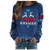 FUNEY Christmas Pattern Print Pullover Sweatshirt O-Neck Loose Casual Long Sleeves Pullover Tops Blouse for Women Blue