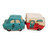 Vintage Car Towing Camper Salt and Pepper Shaker Set