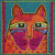 Laurel Burch Wild Orange Cat On Linen Counted Cross Stitch K-5x5 28 Count