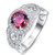 Merthus Anniversary Jewelry Synthetic Spessartine Garnet CZ Halo 925 Sterling Silver Ring for Women Size 7