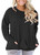 PLOKNRD Women Plus Size Casual Round Neck Long Sleeve Fit Tunic Top Baggy Comfy Blouse with Pockets -18WBlack-