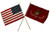 AES 12x18 12"x18" Wholesale Combo USA American  and  EGA USMC Marine Corps Stick Flag