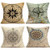 ShareJ Set of 4 Background Retro Compass Home Decorative Throw Pillow Case Cushion Cover 18 x 18 Cotton Linen Pillowcases
