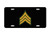 US Army Rank - Sergeant E-5 Green - Black Aluminum License Plate