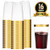 100 Gold Plastic Cups 16 Oz Clear Plastic Cups Tumblers Gold Rimmed Cups Fancy Disposable Wedding Cups Elegant Party Cups with Gold Rim