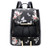 B and E LIFE Fashion Shoulder Bag Rucksack PU Leather Women Girls Ladies Backpack Travel bag -Black Flower-