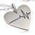 Sterling Silver Heartbeat Heart Flat Charm Necklace 18"