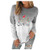 FUNEY Christmas Pattern Print Pullover Sweatshirt O-Neck Loose Long Sleeves Gradient Sweatshirts Tops Blouse for Women Gray