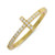 Yellow Gold Tone Silver Cz Thin Stackable Sideways Cross Ring - Size 7