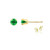 14K Yellow Gold Plated 925 Sterling Silver 4mm Round Created Green Emerald May Birthstone Stud Earrings