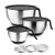 Stainless Steel Mixing Bowls with Lids E-far Metal Mixing Bowl Set with 3 Graters Long Handle Pour Spout Non-Slip Bottom  and  Stackable Great for Cooking Baking Prepping 5-3-1.5 QT - 3 PCS-Black-