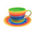 CinMin Rainbow Striped Multicolor Ceramic Stoneware Coffee Cup, Medium w/Saucer