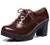 DADAWEN Women's Classic T-Strap Platform Mid-Heel Square Toe Oxfords Dress Shoes Wine Red US Size 6