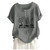 Meikosks Women's Cat Print Cotton Linen Top Short Sleeve O-Neck Blouses Plus Size T Shirt Gray