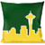 Buckle Down Throw Pillow-Seattle Skyline Green/Yellow, Washington