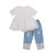 Toddler Baby Girl 2Pcs Outfits Lace Off Shoulder T-Shirt Tops Ripped Denim Pants Jeans Bell Bottoms Clothes Set -Short Sleeve7-8 Years-