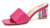 CAMSSOO Women's Square Toe Heeled Mule Sandal Open Toe Slip On Sexy Dress Wedding Backless Clear Chunky Block Heels Slides Slippers Bright Pink PU Size US 7