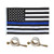 MWS 4x6 Embroidered Sewn USA Police Thin Blue Line Nylon Flag 4'x6' w/ 2 Flag Clips