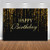 Mocsicka Happy Birthday Backdrop 7x5ft Vinyl 30th 40th 50th 60th Birthday Party Decoration Banner Photography Background Black and Gold Birthday Photo Booth Backdrops