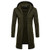 Fashion Hooded Solid Trench Coat Jacket Cardigan Mens Long Sleeve Outwear Blouse Green