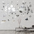 65 Pieces Acrylic Circle Round Mirror Wall Sticker 3D Silver Butterfly Mirror Wall Decals Sticker DIY Adhesive Removable Mirror Stickers for Wall Decor Living Room Decorative Decals Mirrors