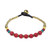 AeraVida Tribal Inspired Round Reconstructed Red Coral  and  Fashion Brass Beads Single Stand Link Bracelet