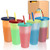 Color Changing Cups - 5 Reusable Cups with Lids and Straws 24 oz, Changing Color Tumbler Cups for Adults and Kids