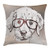Ambesonne Modern Throw Pillow Cushion Cover, Hipster Puppy with Glasses Smart Dog Nerd Animal Humor Fun Graphic Design, Decorative Square Accent Pillow Case, 16" X 16", White Tan Brown