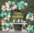 Ouddy Jungle Safari Theme Birthday Party Supplies, Tropical Balloon Garland Arch Kit Decorations, Pink and Green White Balloons Tropical Leaves for Hawaii Themed Birthday Party Baby Shower