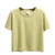 HUILAN Women's Solid Short Sleeve Round Neck Basic Crop Tee Shirt Tops 2-Green L