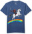 Marvel Men's Deadpool Riding A Unicorn On A Rainbow T-Shirt, Navy Heather, Medium