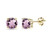 Yellow Gold Flashed Sterling Silver Purple CZ 6mm Round-Cut Solitaire Stud Earrings