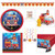 Firefighter Birthday Party Bundle Includes: Happy Birthday Banner, Candles, Table Cover, Banner, Dizzy Danglers, 16 Dessert Plates, 16 Lunch Napkins