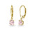 LOVVE Yellow Gold Flashed Sterling Silver Simulated Morganite 6mm Round Dangle Leverback Earrings