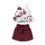 Kucnuzki Toddler Baby Girl Clothes Summer Outfits Ruffle Sleeveless Linen Shirt Kid Short Set for Girl -18-24 Months, Y Maroon-