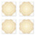 Lunarable Mandala Coaster Set of Four, Traditional Outline Design on Swirled Backdrop Victorian Baroque Moroccan, Square Hardboard Gloss Coasters for Drinks, Yellow and Coconut