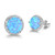 Sterling Silver Create Opal and Cubic Zirconia Halo Stud Earrings -10mm Blue Opal Round-