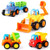 Early Education 1 2 3 Year Olds Baby Friction Powered Cars Construction Vehicles Toy Set Cartoon Push and Go Car Tractor, Bulldozer, Cement Mixer Truck, and Dumper for Children & Kids Boys & Girls