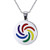 Oakky Unisex Stainless Steel Gay Pride Rainbow Round Signet LGBT Homosexual Pendant Necklace 19.7 Inch Chain