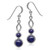 Silvershake Genuine Round Shape Lapis White Gold Plated 925 Sterling Silver Dangle Hook Earrings