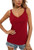 V FOR CITY V-Neck Tank Top for Women Red Wide Strap Camisole Basic Cami Tops Cotton Undershirt