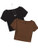 Floerns Women's 2 Pcs Basic Short Sleeve Round Neck Causal Crop Tops Tee Shirts Black Brown S