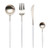 Flatware Cutlery Set, Morgiana 4-Piece Stainless Steel Flatware Sets Including Fork Spoons Knife Tableware Serving Set for Home,Hotel,Restaurant (White+Silver)
