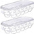 Stackable Plastic Covered Egg Tray Holder, Storage Container and Organizer for Refrigerator Carrier Bin with Lid and Handle Holds 16 Eggs 2 Pack