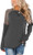 TODOLOR Women's Long Sleeve Tunic Tops Round Neck Shirts Casual Color Block Blouses -M,Charcoal-