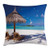 Ambesonne Landscape Throw Pillow Cushion Cover, Island Caribbean Honeymoon Themed Beach Seashore Ocean Print, Decorative Square Accent Pillow Case, 16" X 16", Pale Brown Turquoise