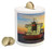 Lunarable Nautical Piggy Bank, Tanker Ship and Oil Platform on Offshore Sphere at Sunset Industrial Sea Scenery, Printed Ceramic Coin Bank Money Box for Cash Saving, Orange Blue